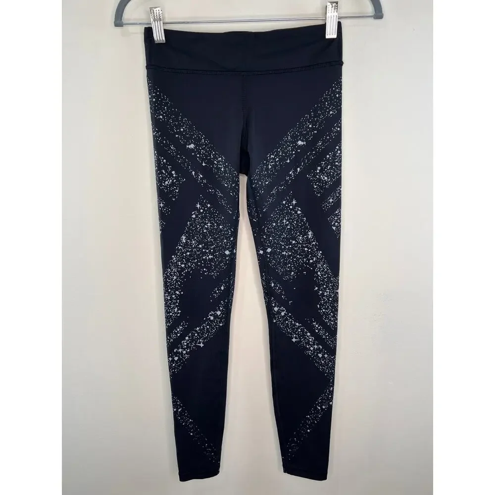 Ivivva Girls Black Diamond Moon Rhythmic Luxtreme Tights Leggings Size 12 XS S